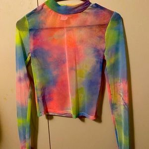 Tie-dye mesh long sleeve